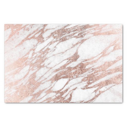 Image of Chic Elegant White and Rose Gold Marble Pattern Tissue Paper