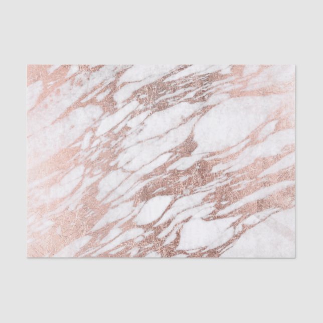 Chic Elegant White and Rose Gold Marble Pattern Tissue Paper (Front)