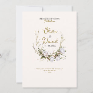 chic elegant white bride roses wedding invitation