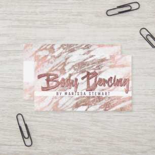 Chic Elegant White Rose Gold Marble Body Piercing Business Card