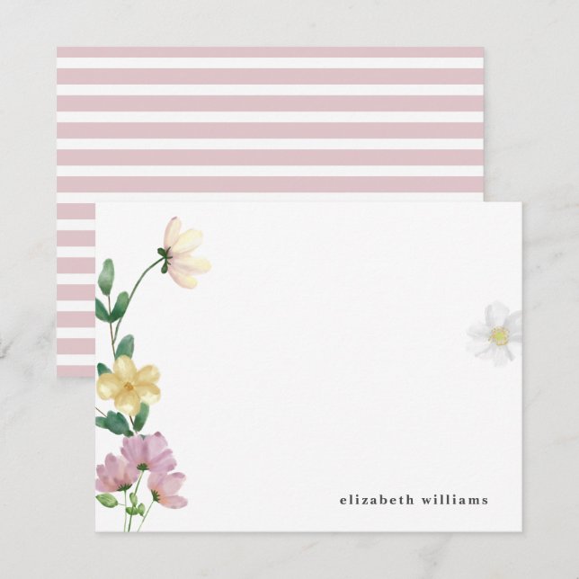 Chic Elegant Wildflowers Personalised Floral Card (Front/Back)