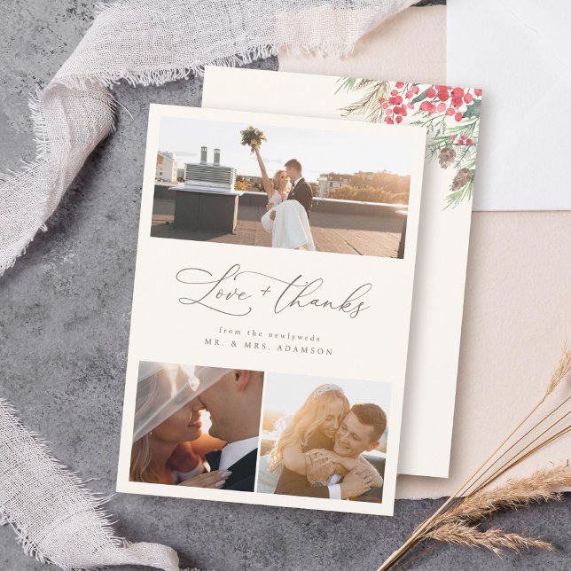 Chic Elegant Winter Wedding Script Thank You Card (Creator Uploaded)