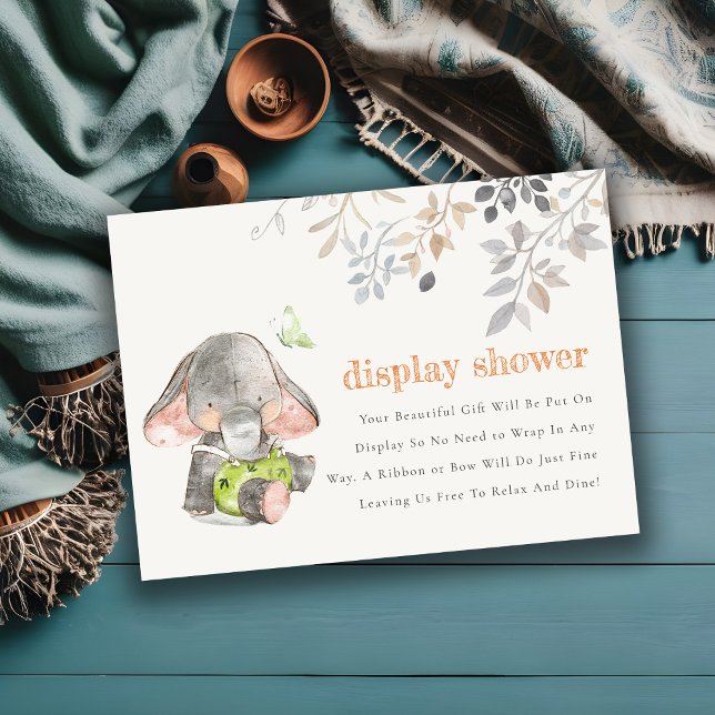 Chic Elephant Foliage Display Shower Baby Shower Enclosure Card (Creator Uploaded)