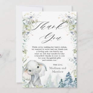Chic Elephant Winter Wonderland Baby Shower  Thank You Card