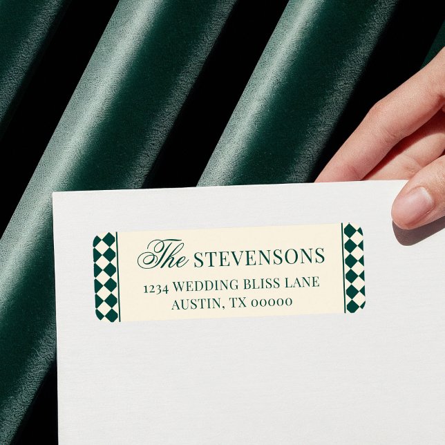 Chic Emerald Chequered Old Money Return Address (Creator Uploaded)