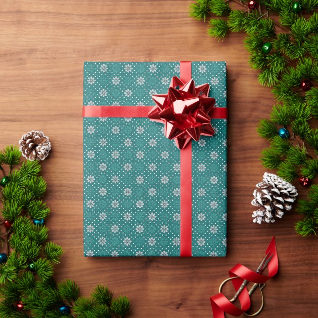 Chic Emerald Floral  Wrapping Paper (Holiday Gift)