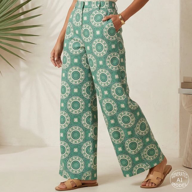 Chic Emerald Green Geometric Medallion Pattern Fabric (Creator Uploaded)