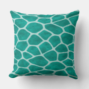 Chic Emerald Green Giraffe Print Throw Pillow