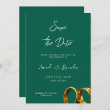Chic Emerald Green Gold Rings Wedding