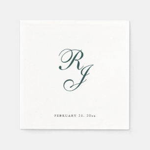 Chic Emerald Green Monogram Wedding Napkins