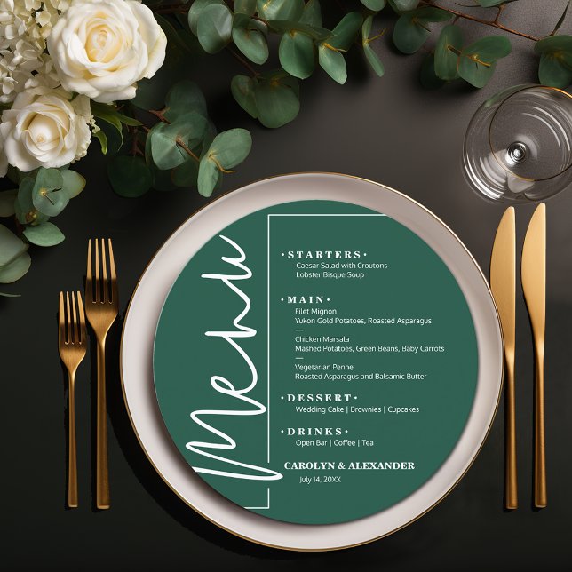 Chic Emerald Green Round Menu (Chic Emerald Green Round Menus)