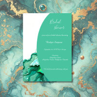chic Emerald Teal Marble Watercolor bridal shower