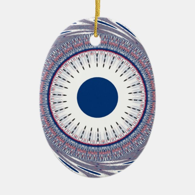 Chic Energetic Eye Design: A Mesmerising Pattern Ceramic Tree Decoration (Front)