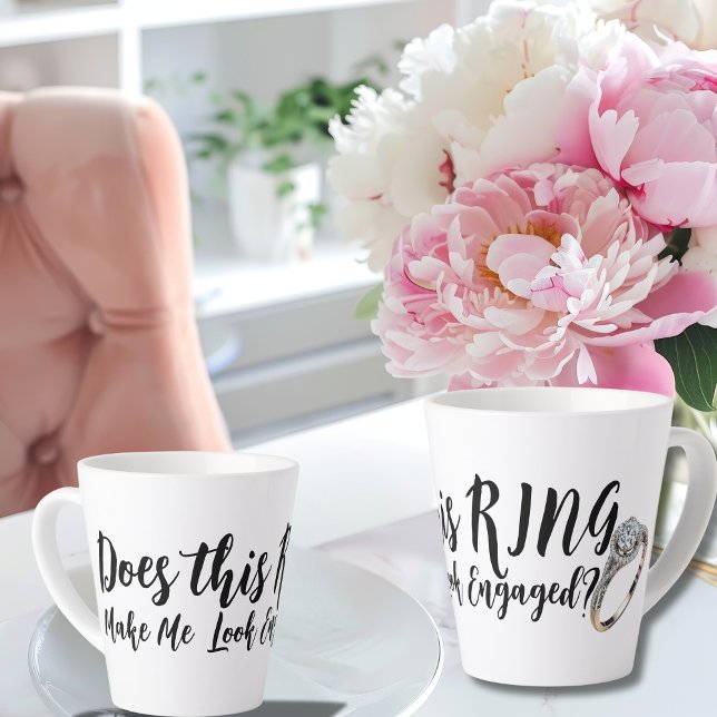 Chic Engagement Gift for Bride Show off the Ring Latte Mug (Creator Uploaded)