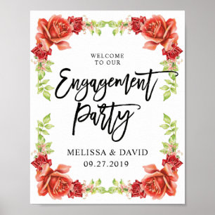 Chic Engagement party welcome sign   Roses