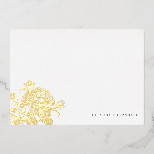 Chic English Rose Luxe Personal Stationery   (Front)