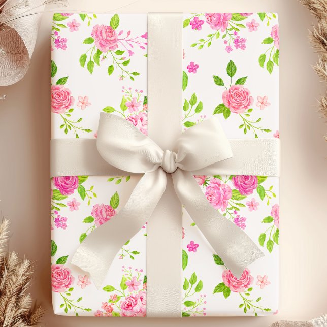 Chic English Roses Watercolor Floral Wrapping Paper (Creator Uploaded)