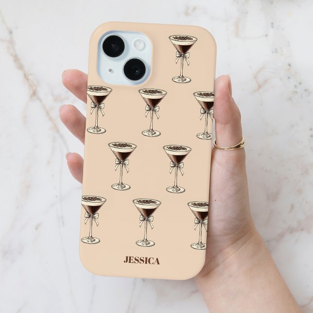 Chic Espresso Bow Pattern Personalised Brown Case-Mate iPhone Case (Chic Espresso Bow Pattern Personalized Brown Case-Mate iPhone Case)