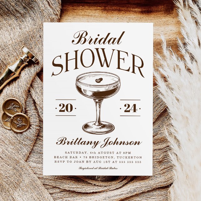 Chic Espresso Martini Bridal Shower Invitation (Creator Uploaded)