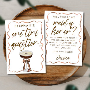Chic Espresso Martini Maid of Honour Proposal Card