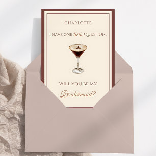 Chic Espresso Martini Themed Bridesmaid Proposal Card