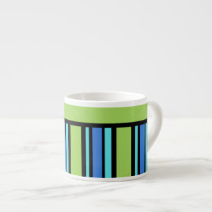 Chic Espresso Mug, Blue Green Black Stripes Cup