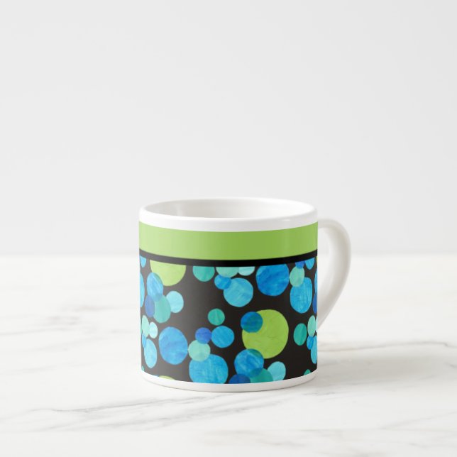 Chic Espresso Mug, Quirky Blue Moons Pattern Espresso Cup (Front Right)