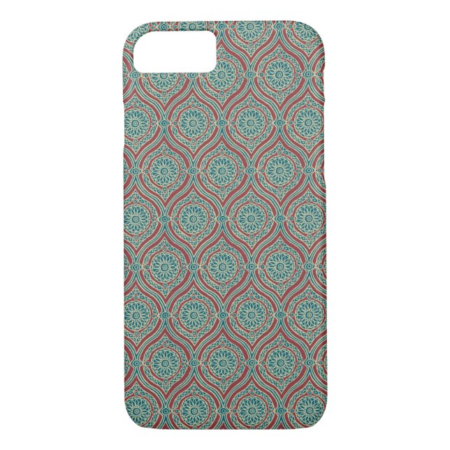Chic Ethnic Ogee Pattern in Maroon, Teal and Beige Case-Mate iPhone Case (Back)