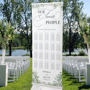Chic Eucalyptus Calligraphy Wedding Seating Chart Retractable Banner