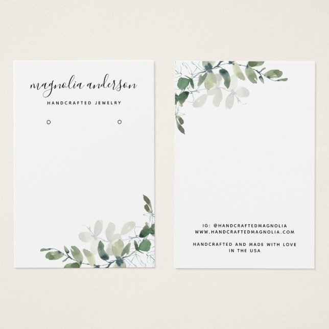 Chic Eucalyptus Earrings Jewellery Display Card (Front & Back)