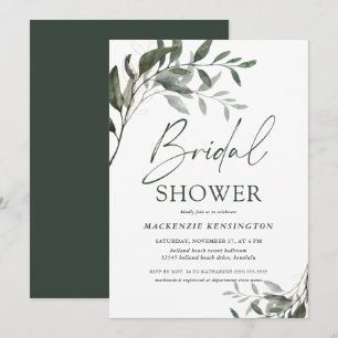 Chic Eucalyptus Gold Elegant Bridal Shower Invitation