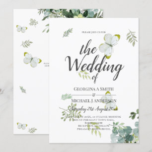Chic Eucalyptus Greenery Leaves Emerald Wedding Invitation