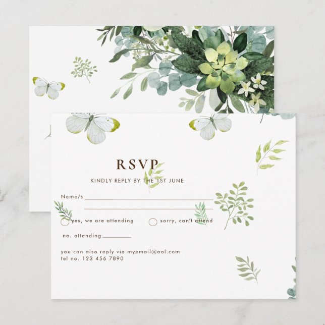 Chic Eucalyptus Greenery Leaves Emerald Wedding Postcard (Front/Back)