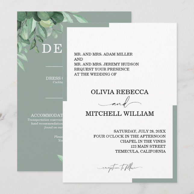 Chic Eucalyptus Greenery Wedding (Front/Back)