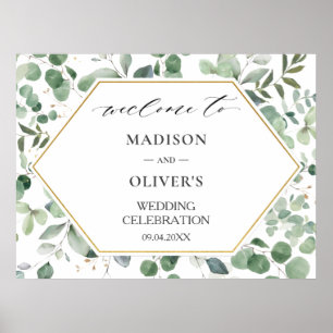 Chic Eucalyptus Greenery Wedding Welcome Sign