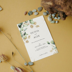 Chic Eucalyptus Greenery with Gold Details Wedding Save The Date