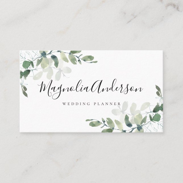 Chic Eucalyptus Leaves Business Card (Front)