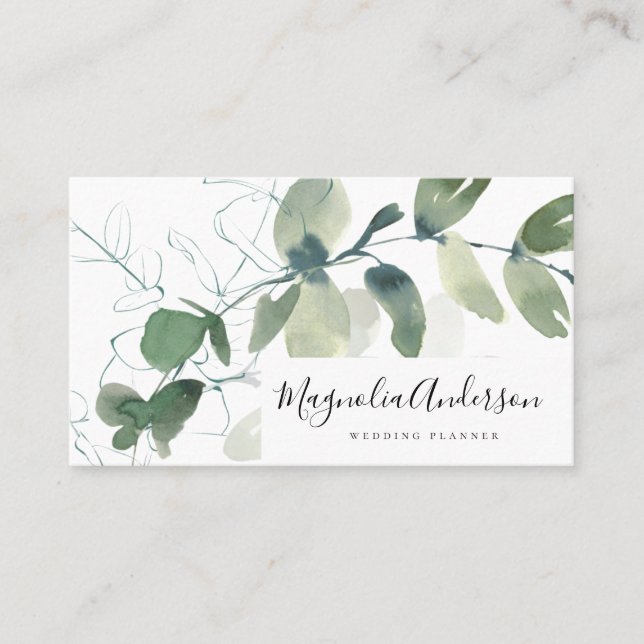 Chic Eucalyptus Leaves Business Card (Front)