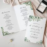 Chic Eucalyptus Leaves DIY Folded Wedding Program<br><div class="desc">Create the perfect wedding program with this "Greenery Eucalyptus Leaves" template. This high-quality design is easy to customise to be uniquely yours! (1) Note that the papers arrive flat, and you'll need to Fold the Middle to convert them to folded papers. (2) For further customisation, please click the "customise further"...</div>