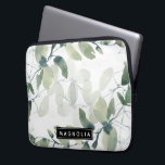 Chic Eucalyptus Monogram Laptop Sleeve<br><div class="desc">Personalise this watercolor eucalyptus greenery design with your name.</div>