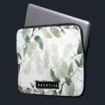 Chic Eucalyptus Monogram Laptop Sleeve<br><div class="desc">Personalise this watercolor eucalyptus greenery design with your name.</div>