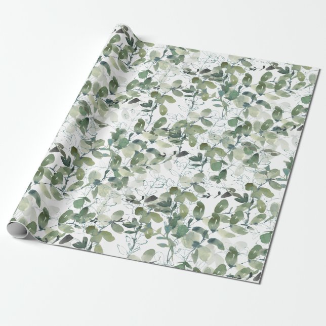Chic Eucalyptus Pattern  Wrapping Paper (Unrolled)