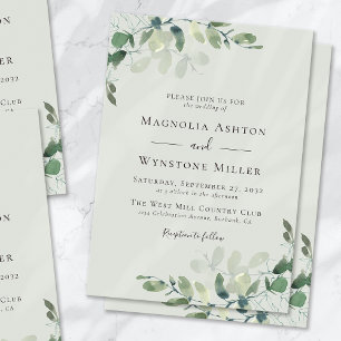 Chic Eucalyptus Sage Green Wedding Invitation