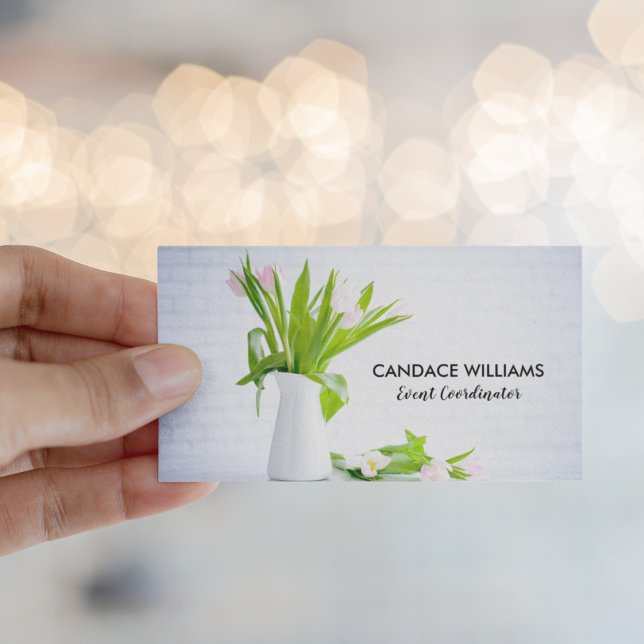 Chic Event Coordinator Party Planning Flower White Business Card (Creator Uploaded)