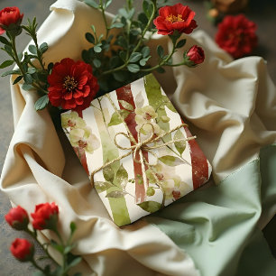 Chic Exotic Floral Orchids Green & Red TMF26 Wrapping Paper