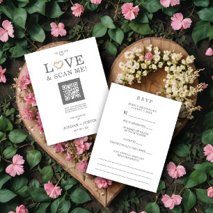 Chic Exquisite Love Quote Pink Floral Heart-Shape  RSVP Card