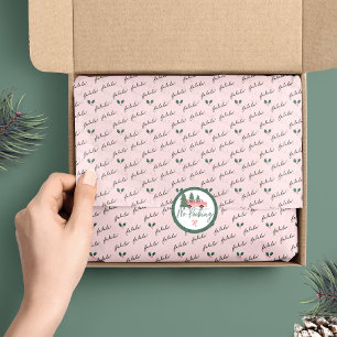 Chic Fa La La Hand Lettering Pink Festive Holly Tissue Paper
