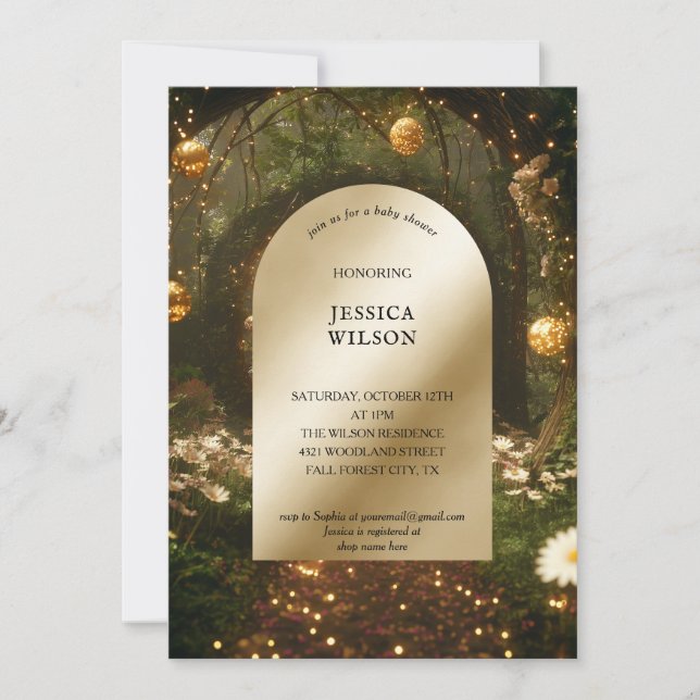 Chic Fairy Tale Enchanted Forest  Baby Shower Invitation (Front)