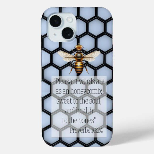 Chic Faith Blue Black Honeycomb Queen Bee Case-Mate iPhone Case (Back)