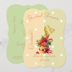 Chic Faith Floral Berry Bow Cupcake Dots Heart Invitation